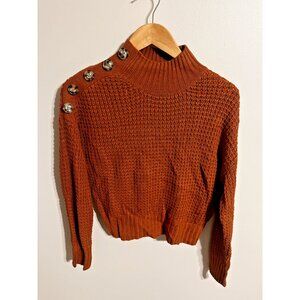 FULL CIRCLE TRENDS Orange/Burnt Women's Size M  Knit High Neck Long Sleeve